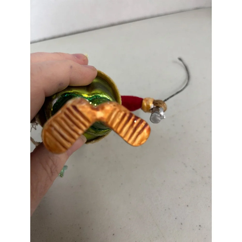 Fishing Bear Mercury Glass‎ Christmas Ornament Brown Bear Fisherman Vest Waders